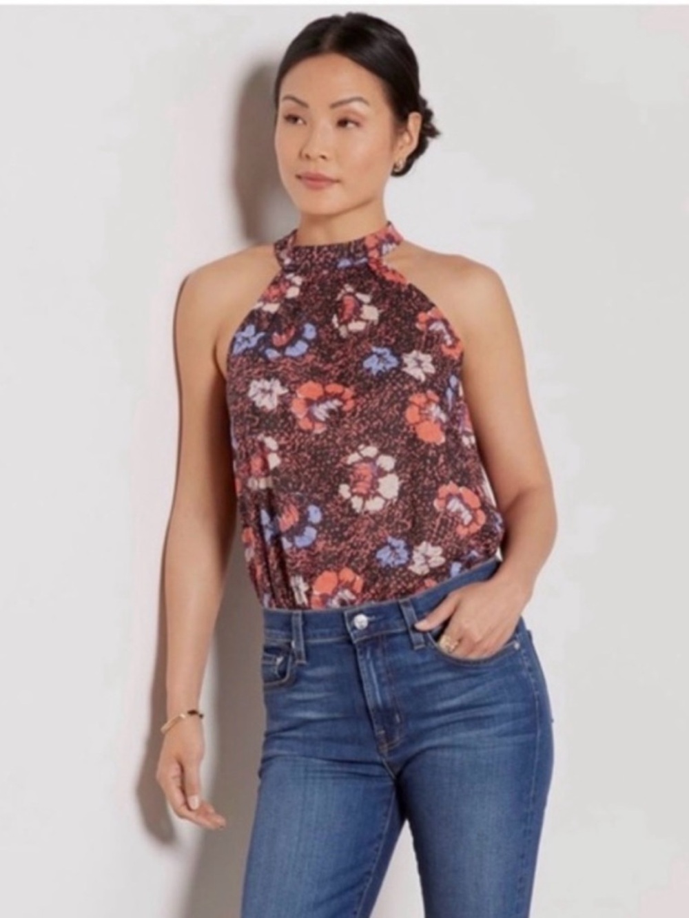 Cleobella Certified Organic Cotton Ryla Print Sleeveless Halter Neck Top XS